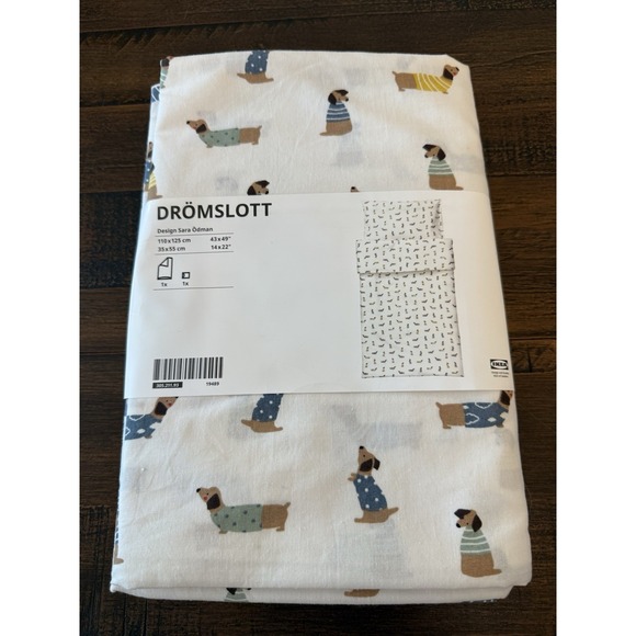 IKEA Other - IKEA WHITE DROMSLOTT 305.211.93 Crib Bedding Puppies Comforter 43"x49" Pillowcas